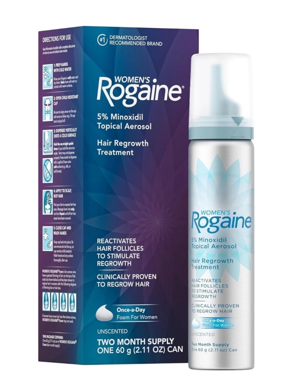 NIB Women’s Rogaine 5% Minoxidil Topical Aerosol Foam - 2 Month Supply